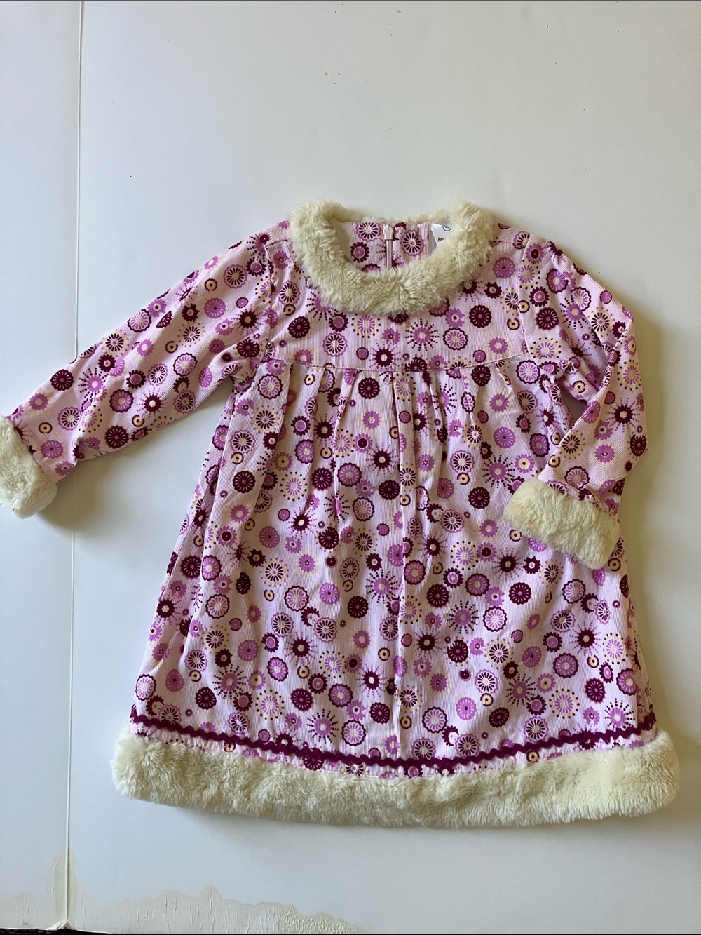 Toddler girl Hanna ANDERSSON pink snowflake holiday winter dress 90 3 3T